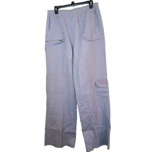 Soft Surroundings Womens LG/TALL Gray Wide Leg Elastic Waist Pull On Cargo Pants